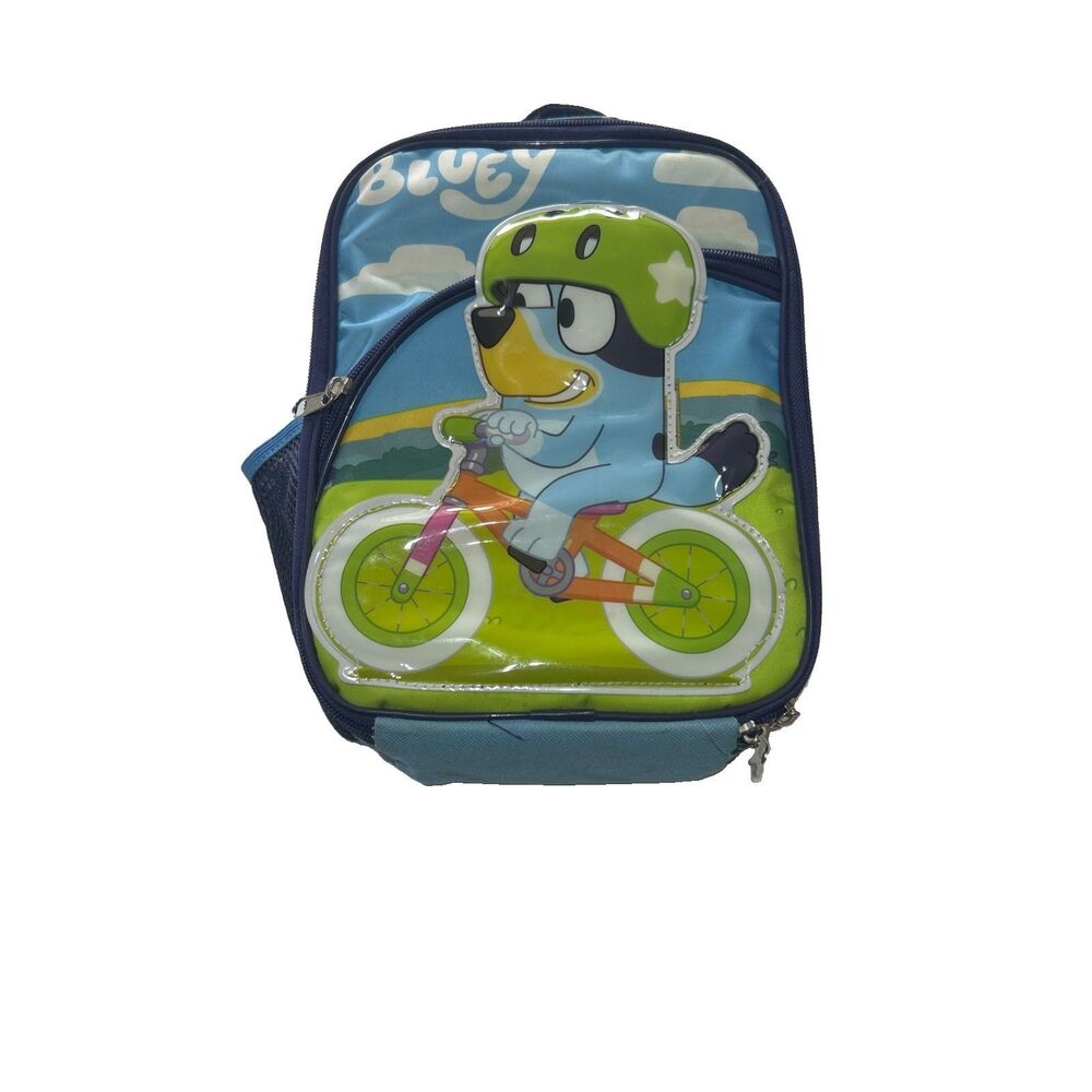 Bluey Ride Along Kids Insulated Reusable Lunch Bag with Mesh Water Bottle Pocket